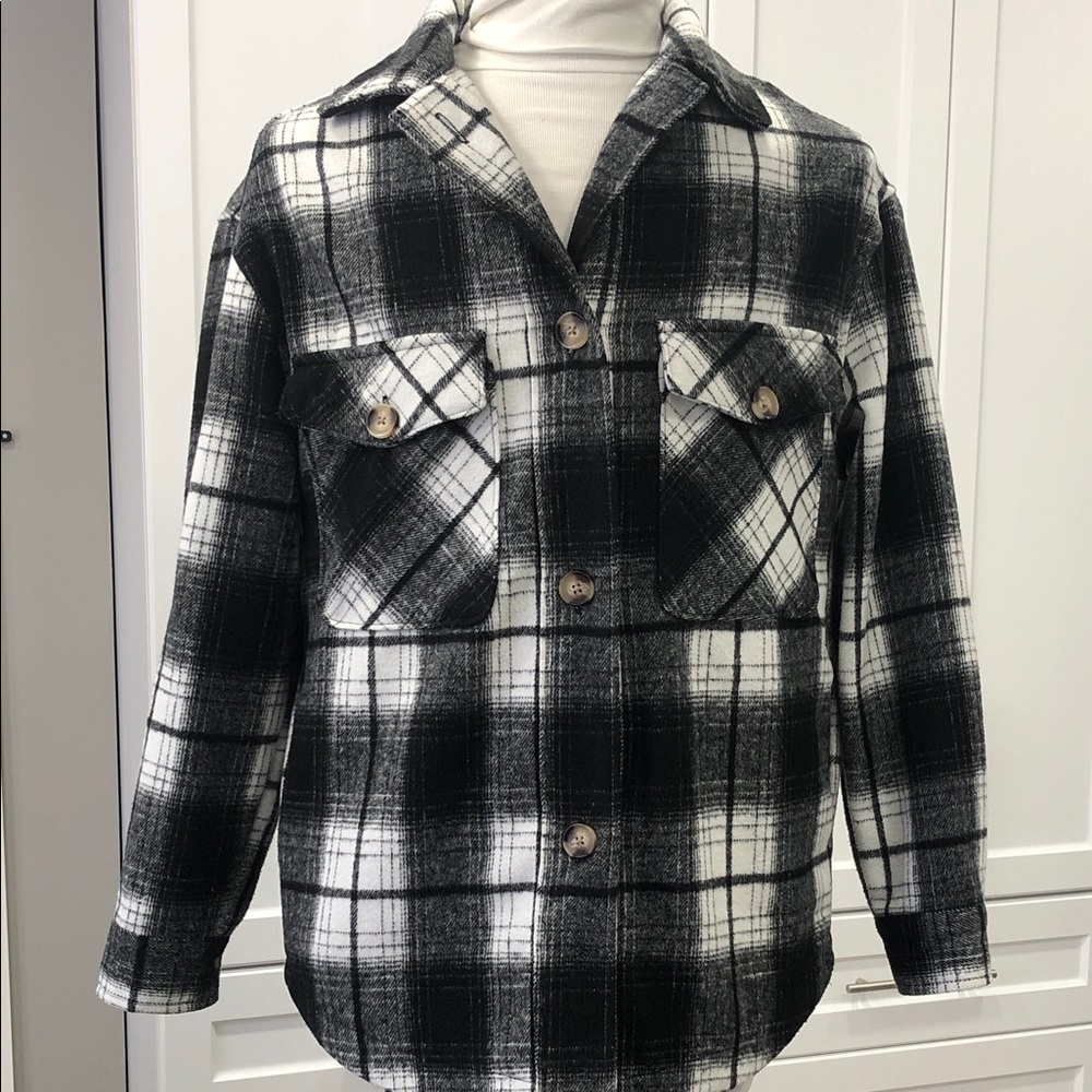 Streetwear Society Black & White Plaid Shirt Shacket – Size Small - Picture 8 of 14